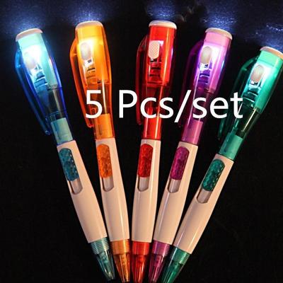 5pcs/lot Cute Novelty Ballpoint Pen Stationery LED Lights Ballpoint Pen School Supplies Color Random
