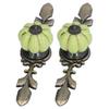 2pcs/set Hand Painted Pumpkin Drawer Knobs Chinese Pastoral Style Ceramic Cabinet HandleGreen