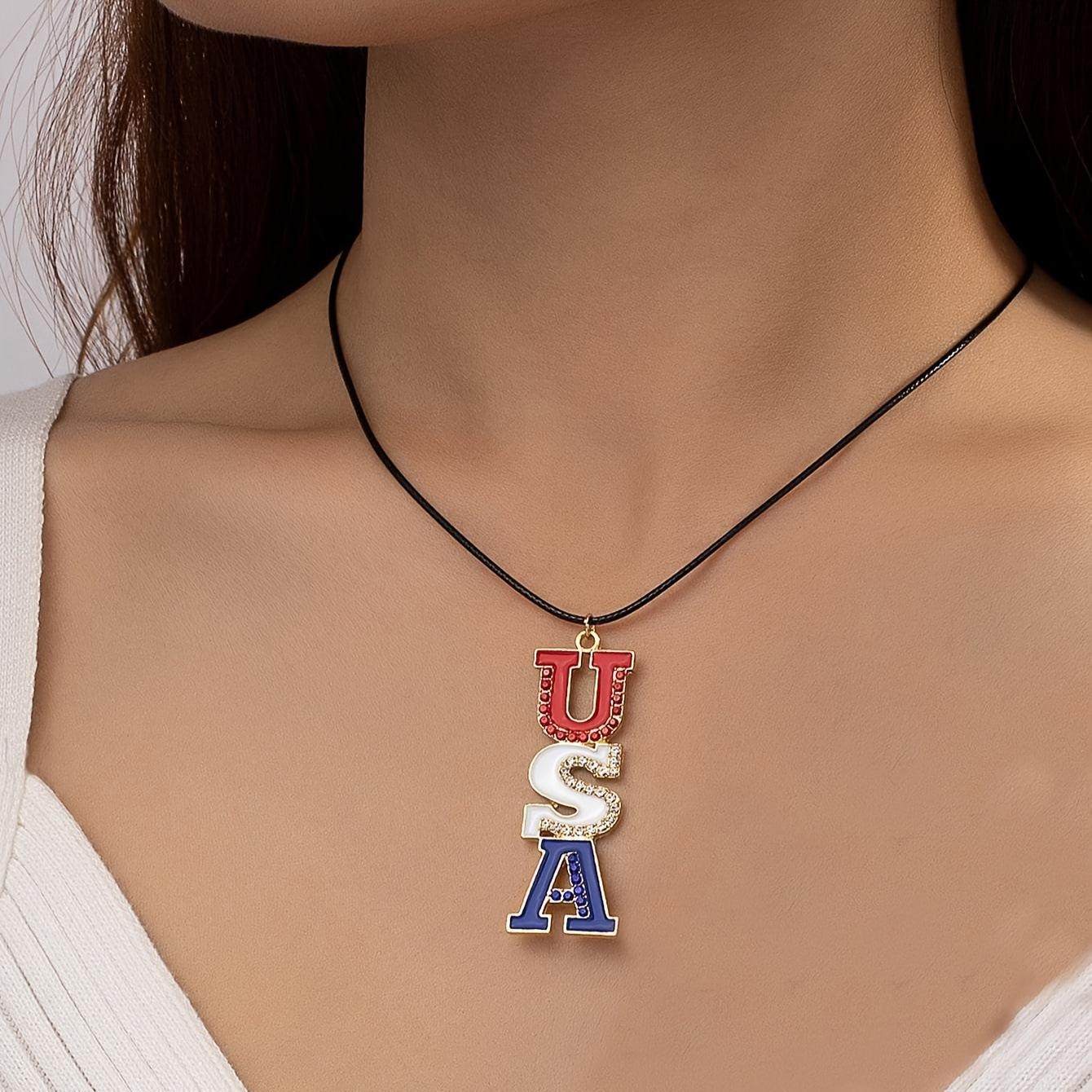 

Love star pendant necklace simple retro style temperament elegant American Independence Day