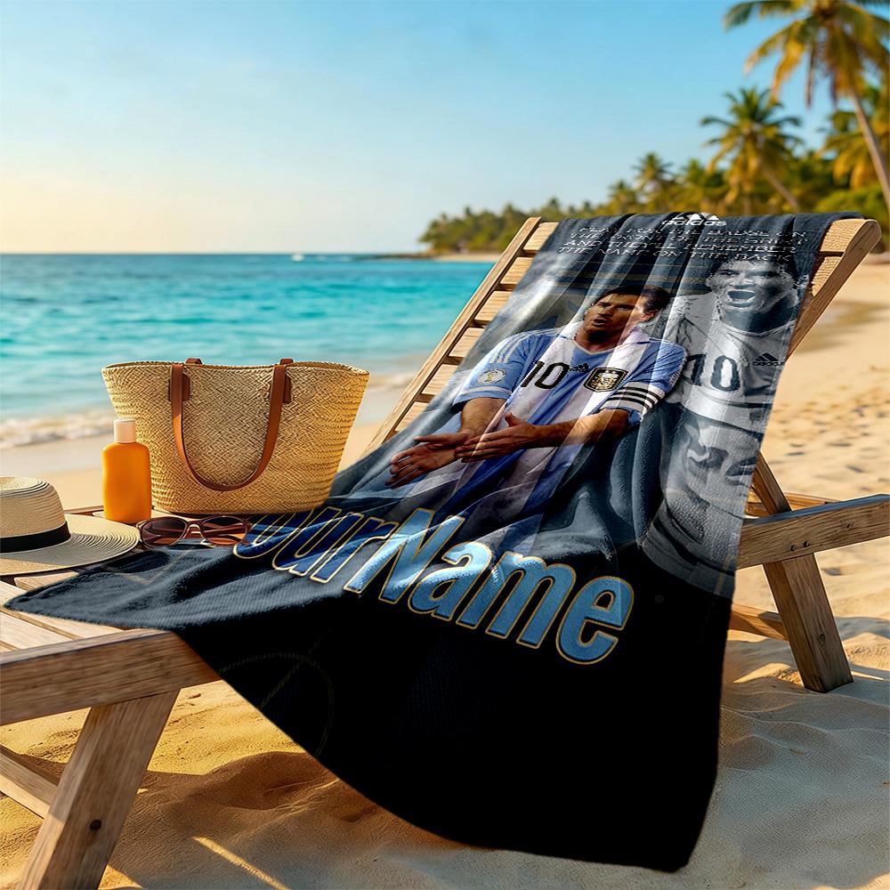 Messi Personalized Name Beach Towel Soft Durable Quick-Dry Suitable for Sports Travel Swimming Yoga Bathroom Beach And Pool