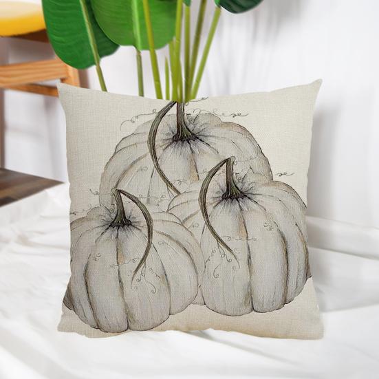 Fall Decor Pillow Cover Soft Wear Resistant Non-Fading Square Thanksgiving Pumpkin Farmhouse Pillowcase Cushion Cover