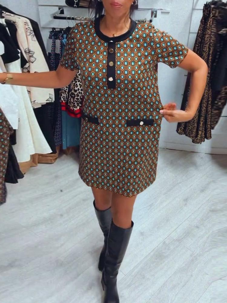 European & American Elegant Polka Dot Print Dress for Women - 2024 Autumn/Winter Collection