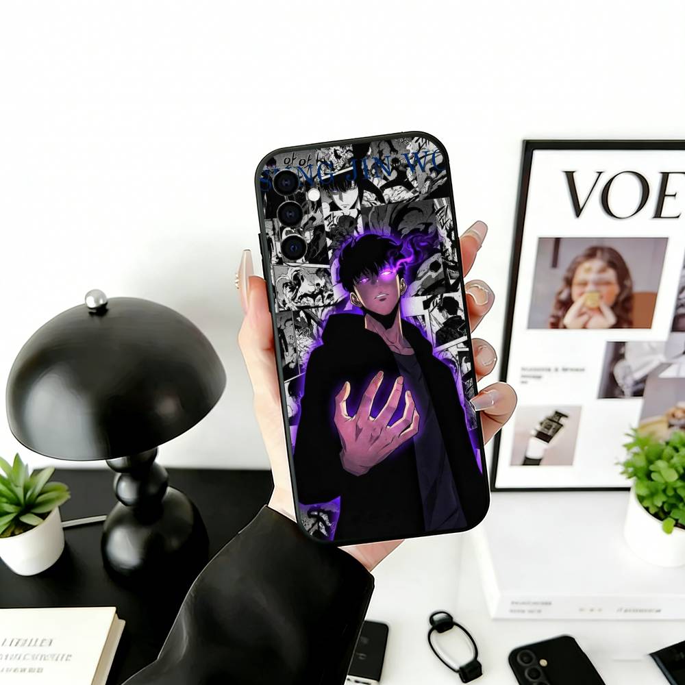 

Solos S-Sung J-Jin woo Leveling Phone Case Black Silicone Soft For Samsung Galaxy A73,A72,A71,A70,A53,A52,A51 Samsung a22 4g