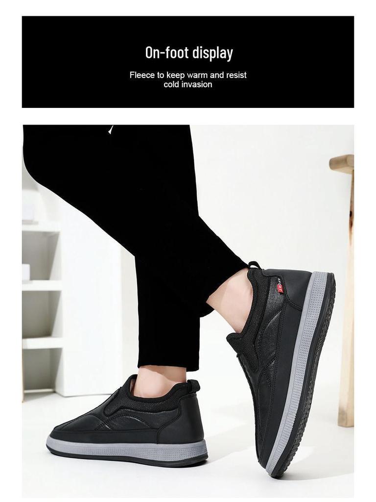 Men's Winter Fleece-Lined Waterproof Slip-On Cotton Boots | Non-Slip and Warm