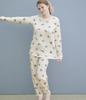Peach John Winter One Made with a Soft and Comfortable Cotton Blend and a Ribbon Women's Pajamas, Black, Size, Print.