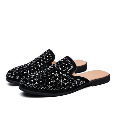 Summer Cool Leather Slippers for Male Black Loafers Men Half Slippers Anti-slip Men Casual Shoes Comfortable Flat Slippers Mules