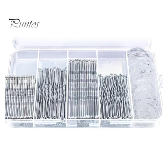 Hair Pins Kit Buns Brown U Shape Pins Hair Ties Set Easy Storage Metal Clips Hairpin Storage Box Weddings Parties Daily Wear