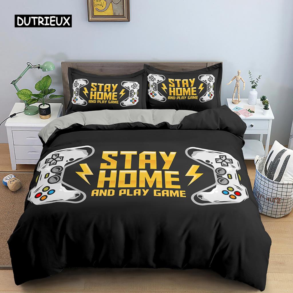 Game Handle Bedding Set Luxury Duvet Cover with Pillowcase Quilt Cover Queen King Bedding Cartoons Kids Boys Bed Cover Set Green