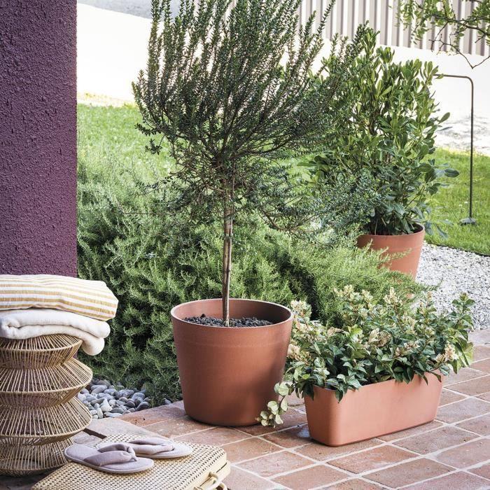DEROMA Pot de fleurs Origin - 28,6 x 24 cm - 9,6 L - Terre cuite
