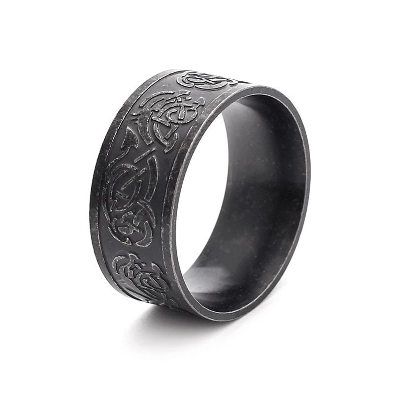 Nordic Retro Viking Men's Titanium Steel Ring - Stylish European Fashion Accessory