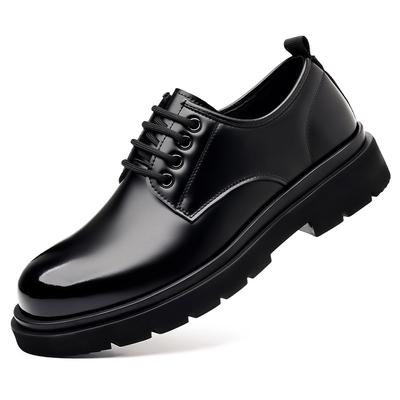 Μόδα Άνοιξη Φθινόπωρο Βρετανικά Casual Παπούτσια Derby Ανδρικά Επίσημα Γάμου Μαύρα Γυαλιστερά Δερμάτινα Παπούτσια Ανδρική Μόδα Casual Loafers με Δαντέλα και Πλατφόρμα