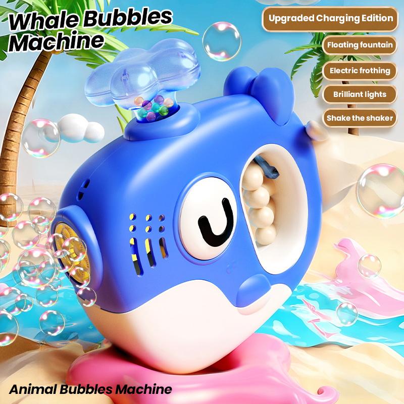 6 Hole Cartoon Animal Bubbles Guns Electric Bubbles Machine LED Light Outdoor Party Game for Kids Automatic Blowing Bubbles Toys