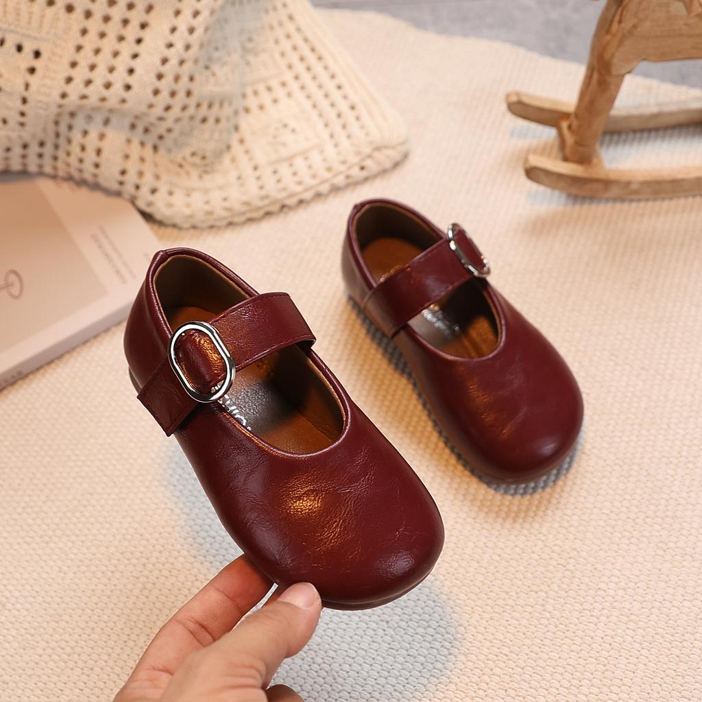 Princess Shoes Ballet Flats Fashion Retro Noteworthy Girls Shoes for Kids All Match Pretty Silhouette mary janes Shoes I10239