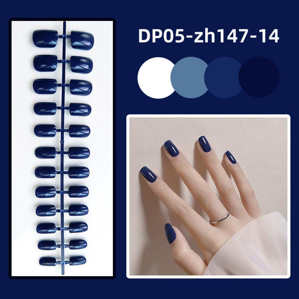 24pcs Detachable Short Square Head False Nails Solid Color Nail Tips New Press False Nails  Women