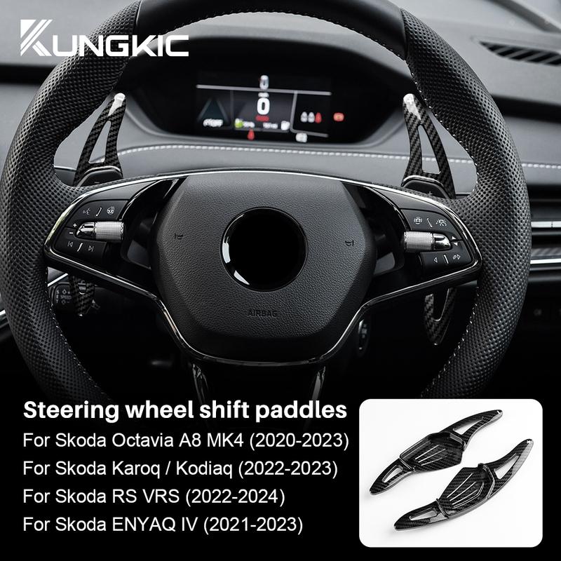 for Skoda Octavia A8 MK4 Karoq Kodiaq RS VRS ENYAQ IV   Car Steering Wheel Paddle Shifter Cover ABS Trim Accessories nero