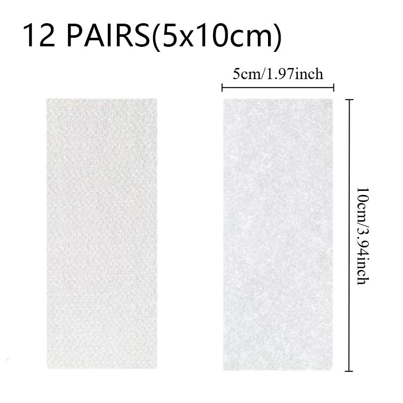12/24pairs Heavy-Duty Double Sided Adhesive Mounting Strips Interlocking Tape  Reusable Sticky Back Tape for Hanging Organizing