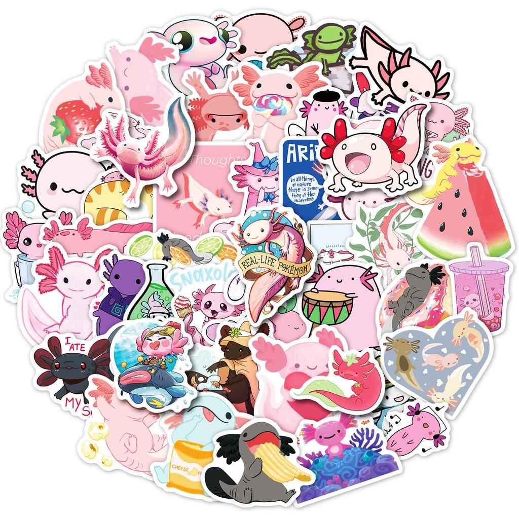 50 Cute Newt Series Decals Cartoon Animal Newt Axolotl Doodle Decals Do-It-Yourself Giant Salamander Stickers Premium