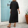 2026 Summer European & American Ethnic-Style Loose Embroidered Five-Sleeve Dress