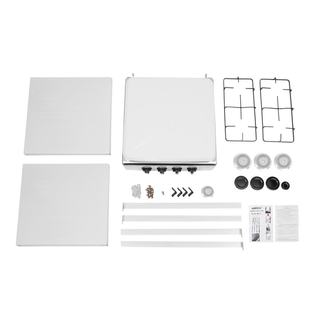 Gas Stove with Top Covers Freestanding Four-Burner Gas Stove with Double Storage Shelves Lightweight (19.8 Lbs) for Outdoor Home