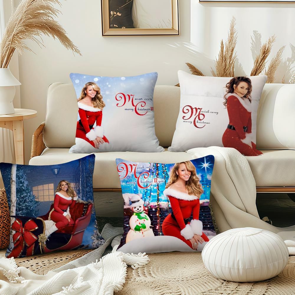 Singer M-Mariah Carey Merry Christmas Cushion Cover Pillow Cover Decoration Room Home Sofa Living Office Car Nordic Simplicity