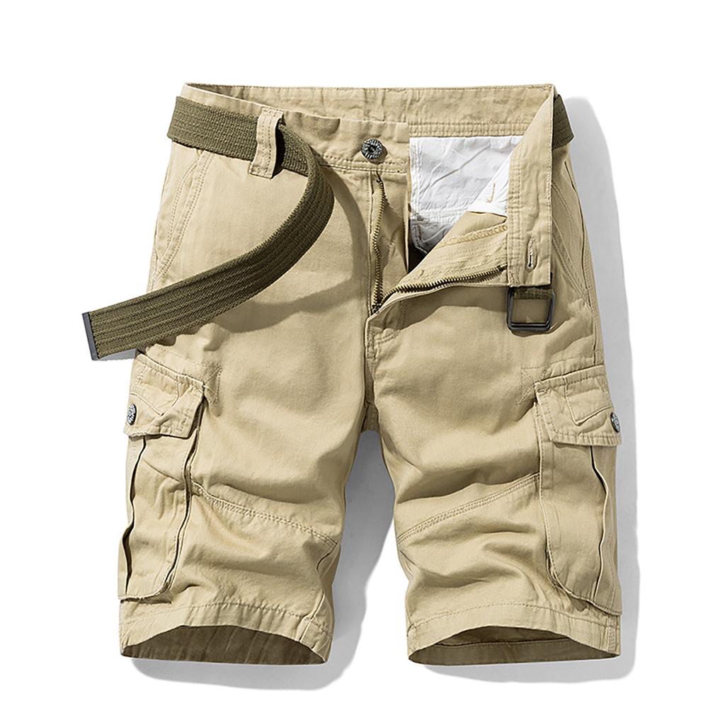 Men's Fashion Color Pocket Pants Cotton Cargo Shorts Overalls Shorts