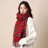 Christmas red plaid scarf women's winter warmth retro senior sense new gift scarf shawl student