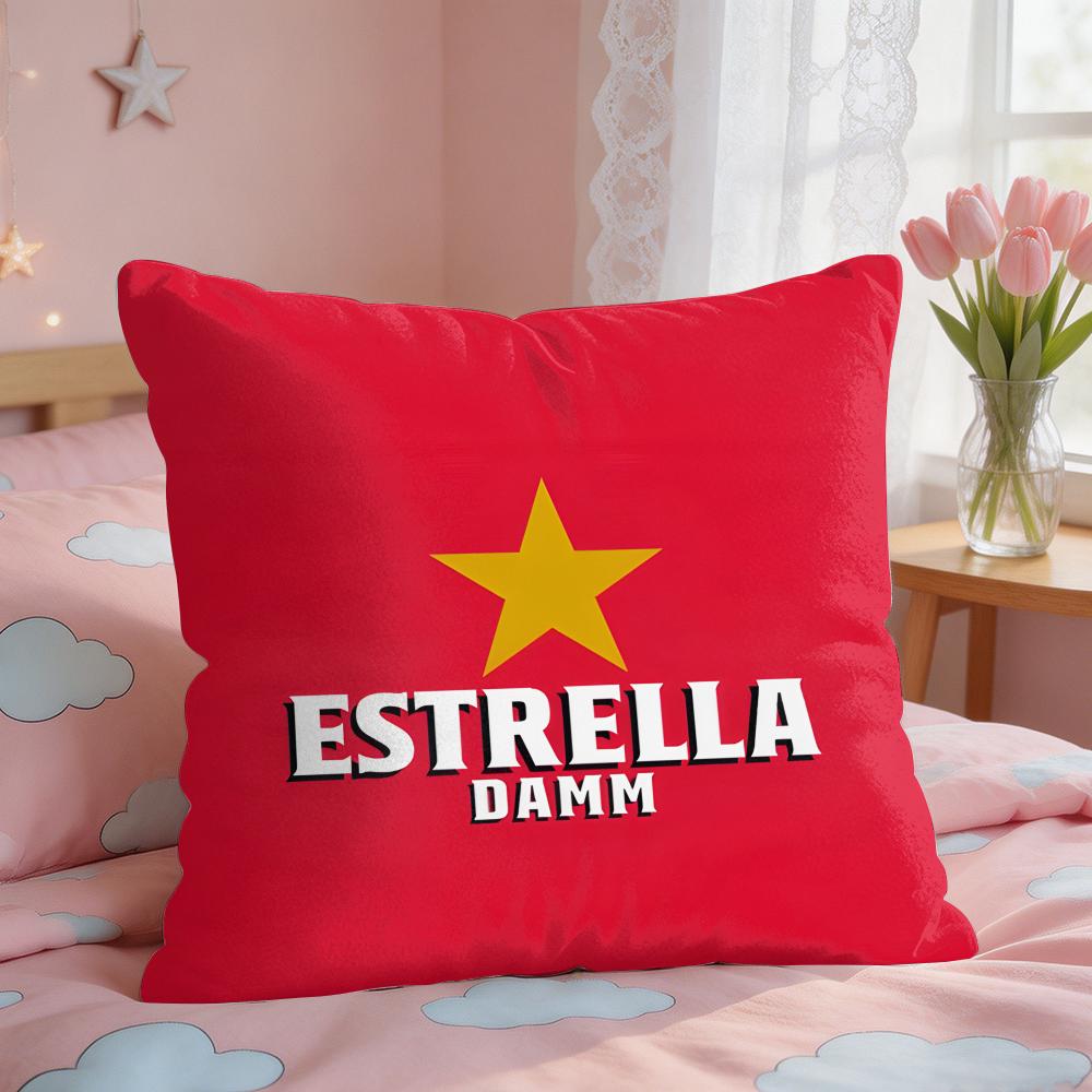 EEstrella DammS Wine Cushion Cover Square Short Plush Pillow Case Living Room Sofa Home Decor Funda X