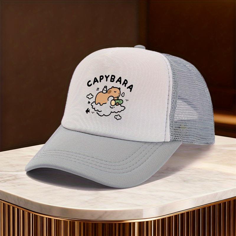 Capybara Sleeping on Cloud Graphic Trucker Hat Polyester Mesh Baseball Cap Casual Gift