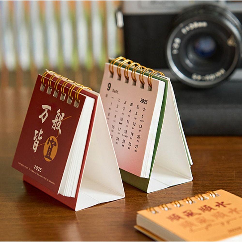 Inspirational Text 2026 Mini Desk Calendar Standing Flip Calenda  Desktop Decoration
