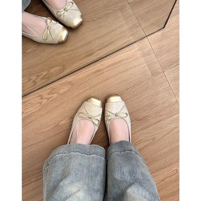 Versión de piel de oveja~ Zapatos planos retro franceses de ballet para mujer 2025 nuevos versátiles Mary Jane zapatos de rodillo zapatos de abuela