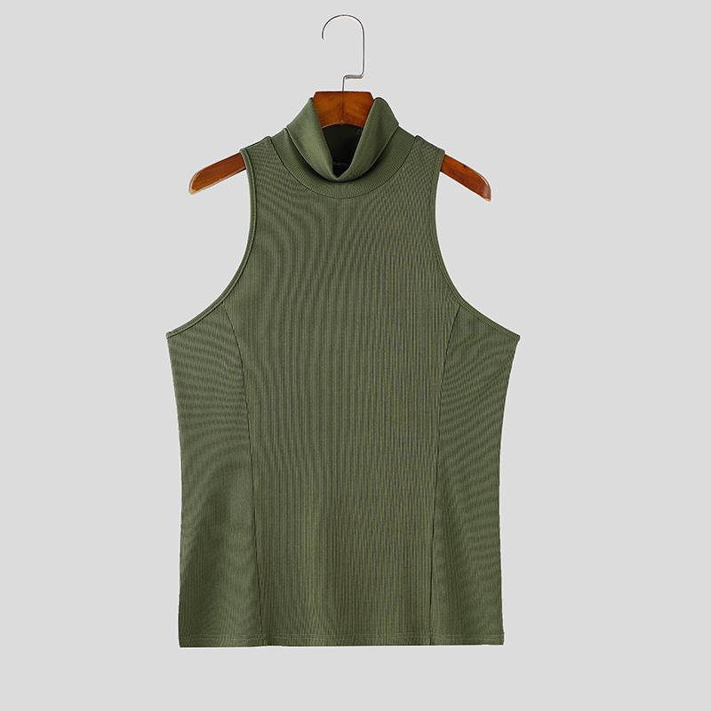 

INCERUN Летние мужские водолазки без рукавов с гоночной спинкой, рубчатые спортивные майки L зелёный