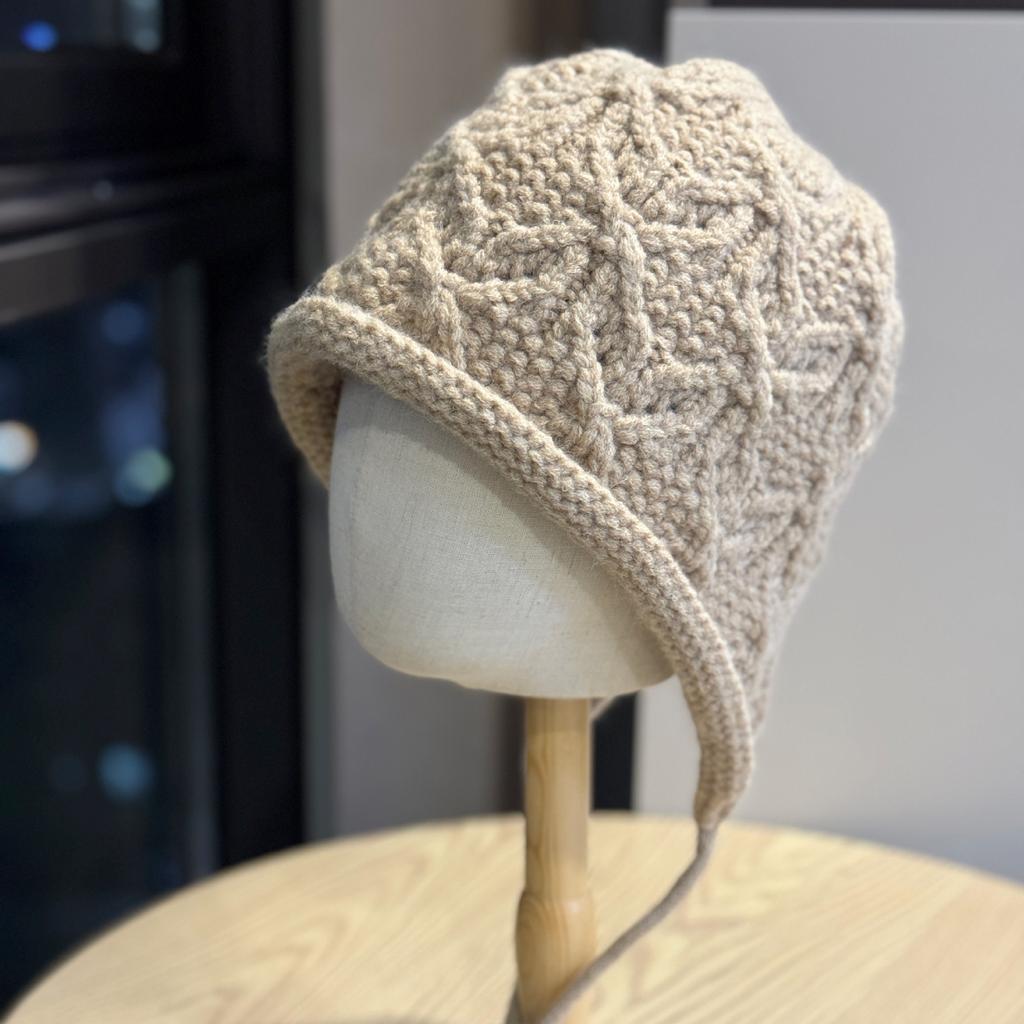 Slit Ear Protection Woolen Hat Twist Knitted Hat Women's Autumn and Winter Hat Fashionable and Versatile Trendy Confinement Hat