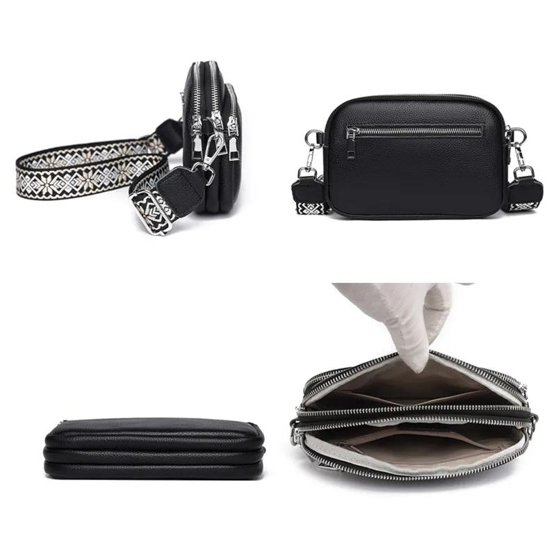 Genuine Leather Women Crossbody Shoulder Bags Luxury Solid color Cow Leather Handbag Female Messenger Tote Sac