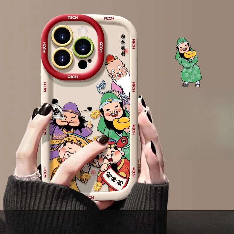 

Чехол для телефона Apple 16promax Модель к Новому 2025 году 14 Китайский красный 16pro Обильное богатство 13 Бог богатства 15p iPhone X