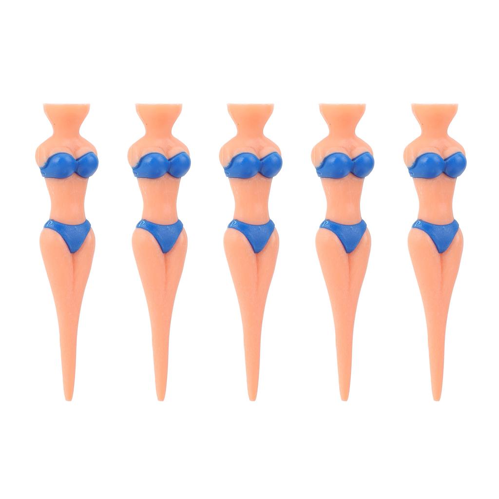 5Pcs Golf Tees Plastic Anti Slip Lady Bikini Girl Golf Practice Tees for Golf Training Blue