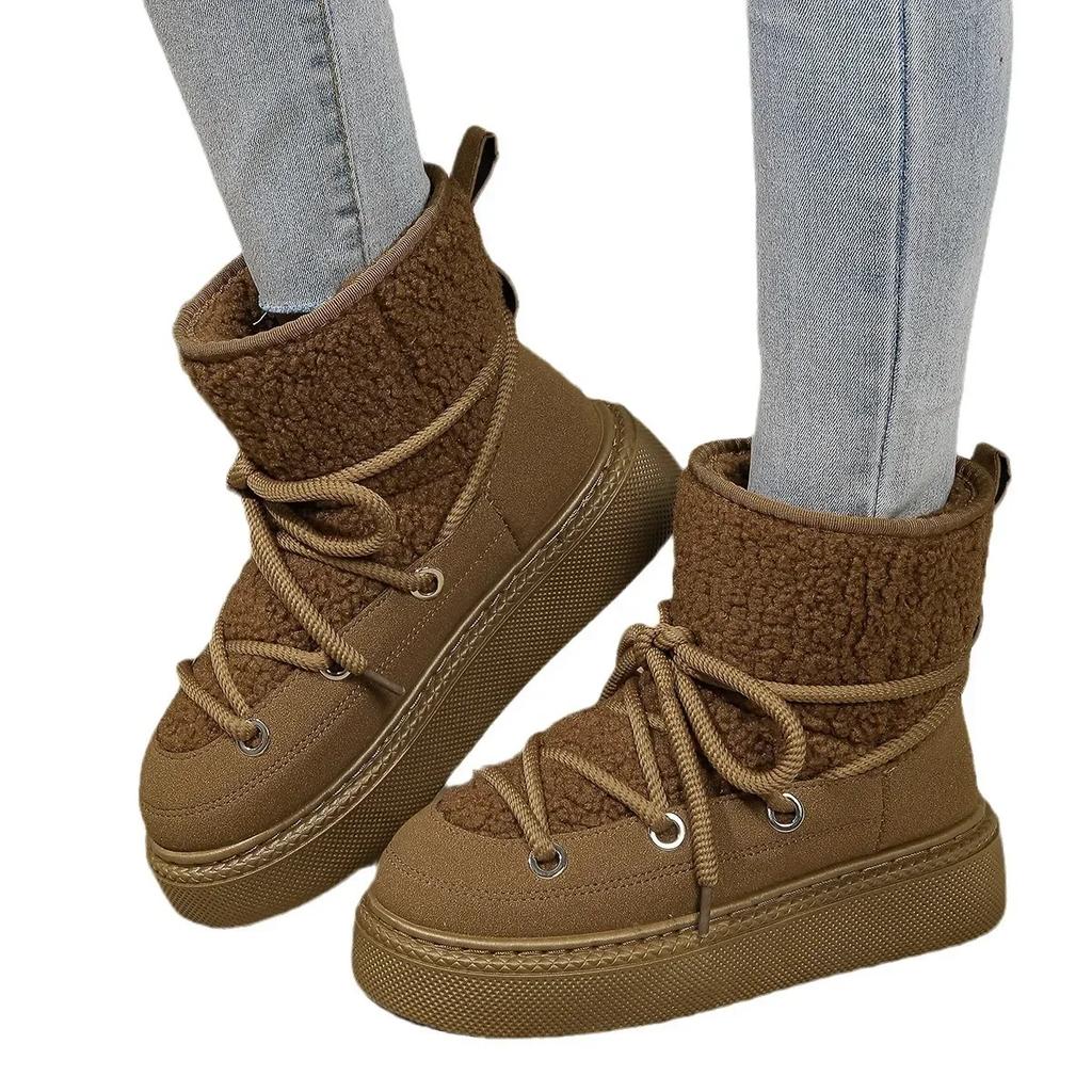 Fashion Thick-soled Strap Snow Boots 2025 Autumn and Winter New Thickened Mid-tube Warm Cotton Boots Wholesale