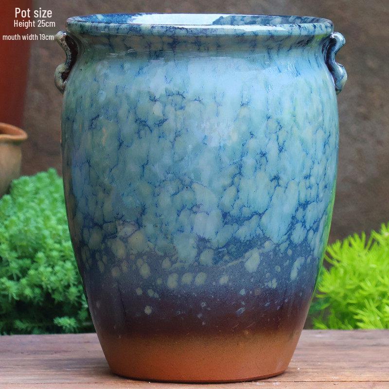 Handmade Large Purple Clay Ceramic Pot for Succulents and Bougainvillea – Breathable, Coarse Pottery Design for Living Room.