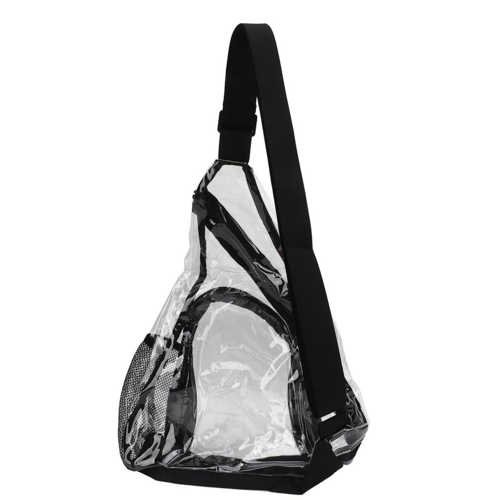 Clear Sling Bag PVC Transparent Chest Bag Comfortable Travel Cross Shoulder Backpack Black