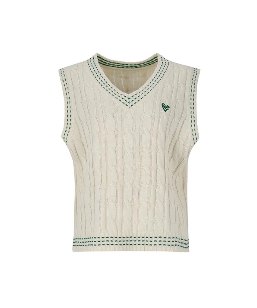 Sup V-Neck Embroidered Knit Vest (Sz9Vk31)