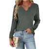 Women's Fashionable Casual V-neck Color Cotton Solid Color Long Sleeved Loose Women's T-shirt Top