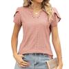 2026 New Fashion Women's V-Neck Button Hollow Loose Short-Sleeve T-Shirt Top for Ladies