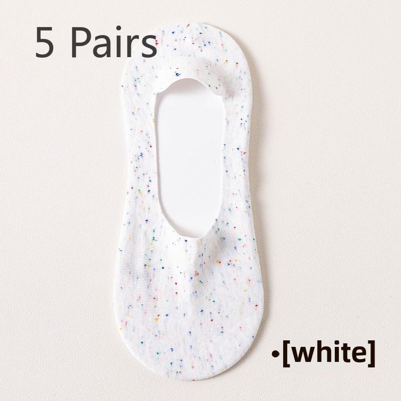 5 Pairs of Boat Socks for Women Simple Shallow Mouth Summer Thin Socks for Women Spring and Summer Silicone Non-slip