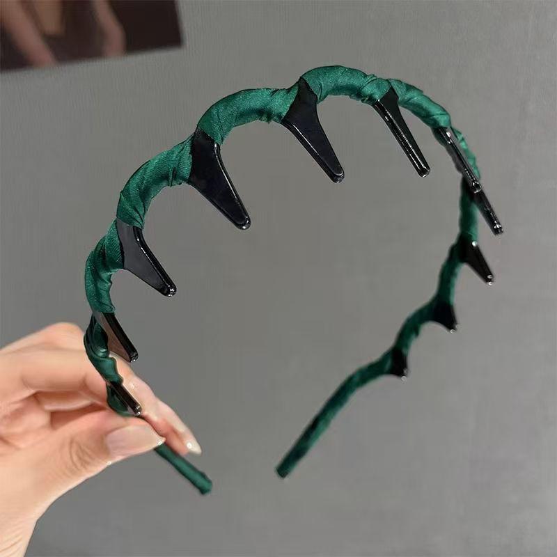 

Волнистые повязки на голову для женщин, однотонные, зубчатые, нескользящие, повязки для волос, для мытья лица, спортивные повязки на голову, аксессуары для волос зелёный