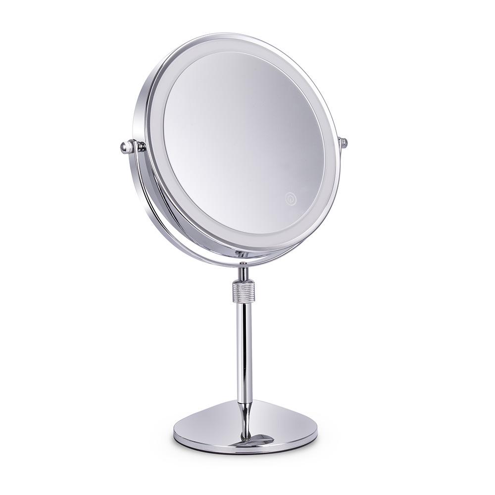 8" Double-Sided LED Lighted Makeup Mirror with Adjustable Height and Magnification