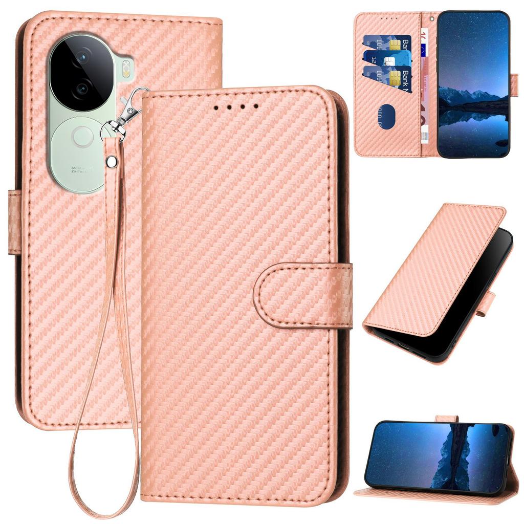 YX0070 For Vivo V40e 5G/iQOO Z9s 5G Wallet Case Carbon Fiber Texture Leather Cell Accessories Phone Cover