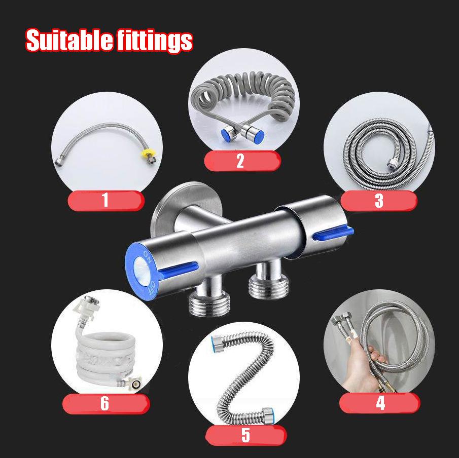 Dual Control Dual Use 3 Way Shower Water Diverter Valve Faucet Filling Angle Valves Washing Machine Bathroom Toilet Accessories