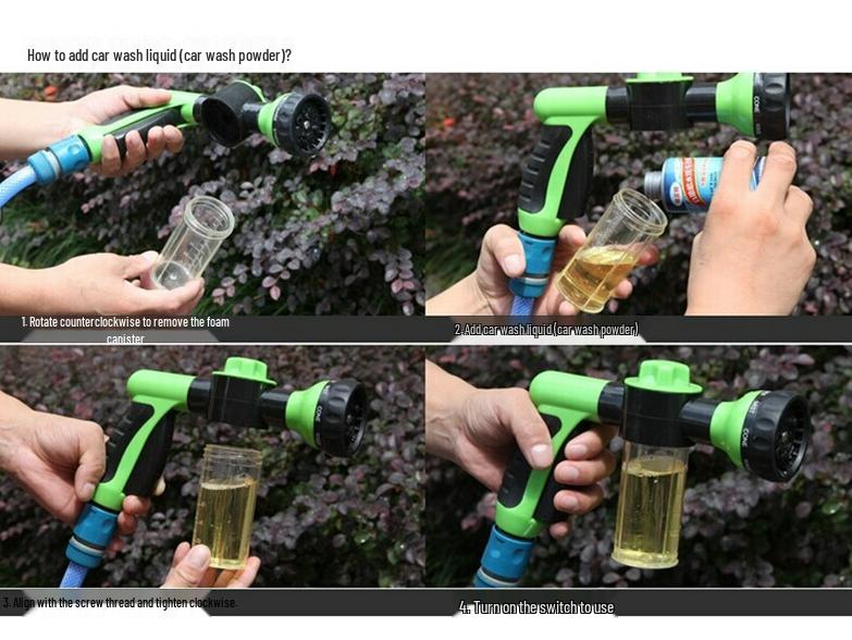 High-Pressure 8-in-1 Foam Water Gun for Car and Garden