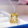 Natural Yellow Crystal Pendant Necklace - S925 Sterling Silver Clavicle Chain for Women