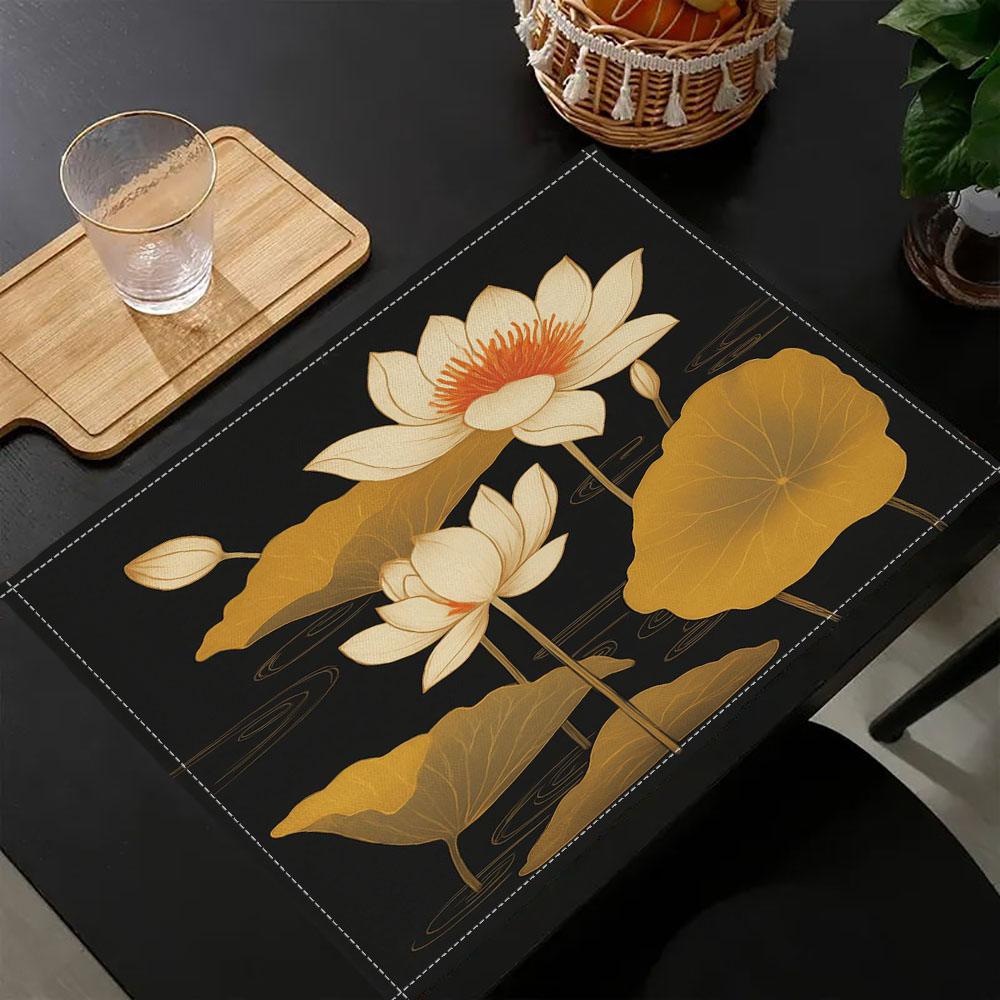 

6PC Lotus Flowers Place Table Mat Cloth Coaster Pad Cup Coffee Tea Doily Kitchen Placemat 7.14 6PC 30x45CM