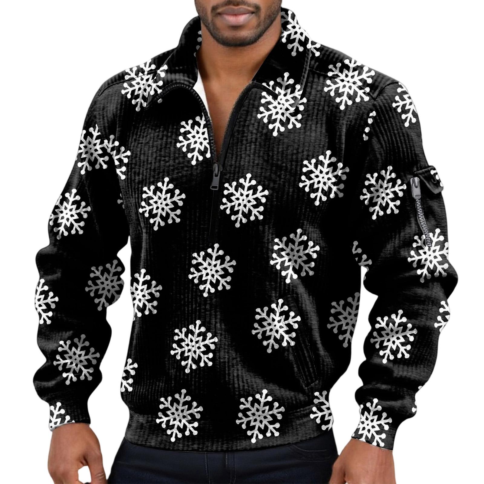 

Men s Solid Color Corduroy Zipper Neck Long Sleeve Top Men s Casual Lapel Top L чорний